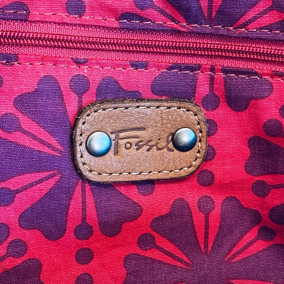 🌟4xHP🌟VTG 1990s Fossil Patchwork Leather & Suede Shoulder Bag - Picture 4 of 15